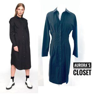 Just Female Small Black Charon Shirt Dress Long Sleeve BTN Down Collared EU 34